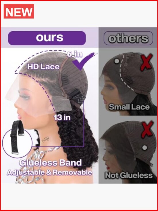 Human Hair 13x4 HD Lace Front Wig Pre Plucked Glueless Short Wet and Wavy